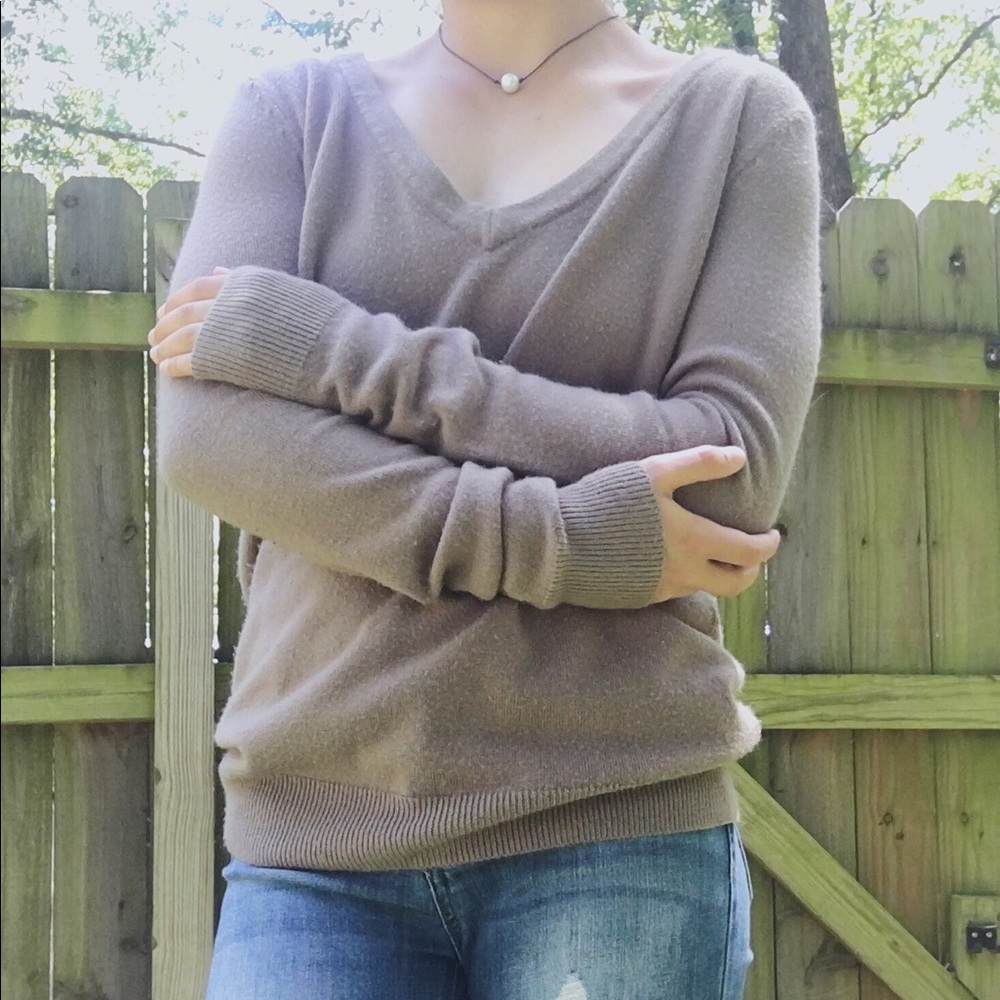 Gray, v-neck sweater